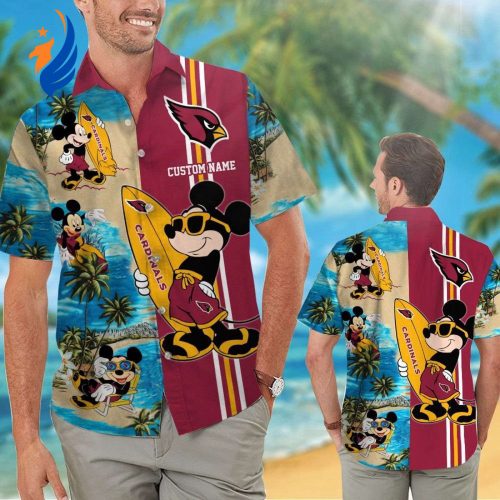 Arizona Cardinals Mickey Name Personalized Hawaiian Shirt Set – Perfect for Men Women & Kids