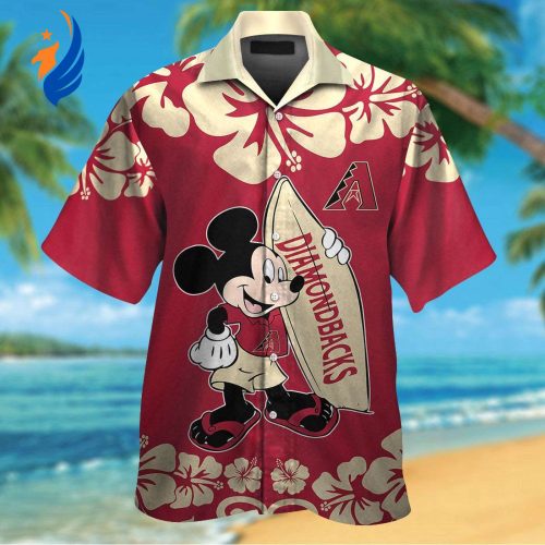 Show Your Team Spirit with Arizona Diamondbacks & Mickey Mouse Hawaiian Shirt – Official MLB & Disney Collaboration