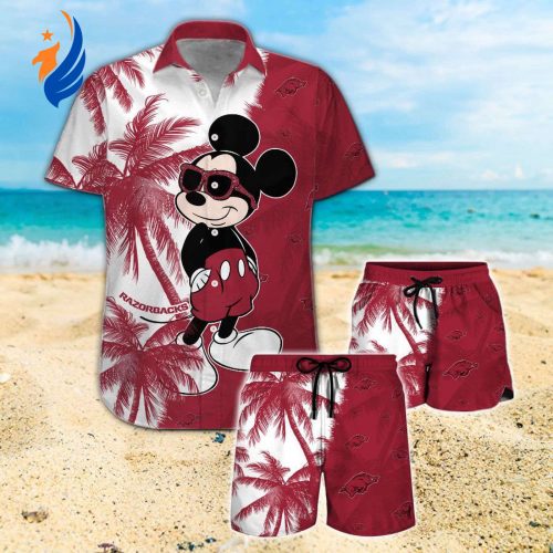 Stylish Arkansas Razorbacks & Mickey Mouse Hawaiian Shirt #2 – Perfect for Fans and Disney Lovers