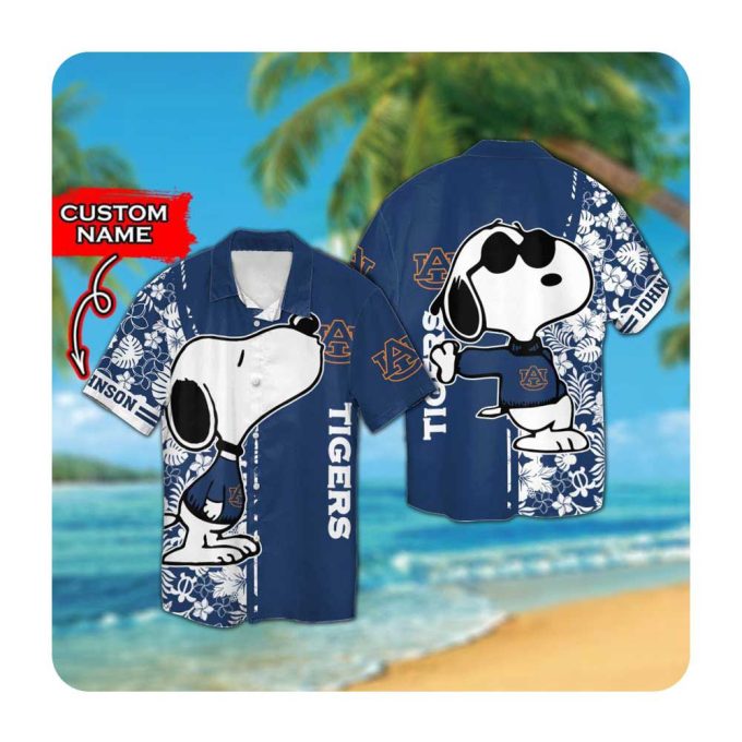 Auburn Tigers and Snoopy Custom Name Hawaiian Shirt – Stylish Summer Button Up for Men & Women