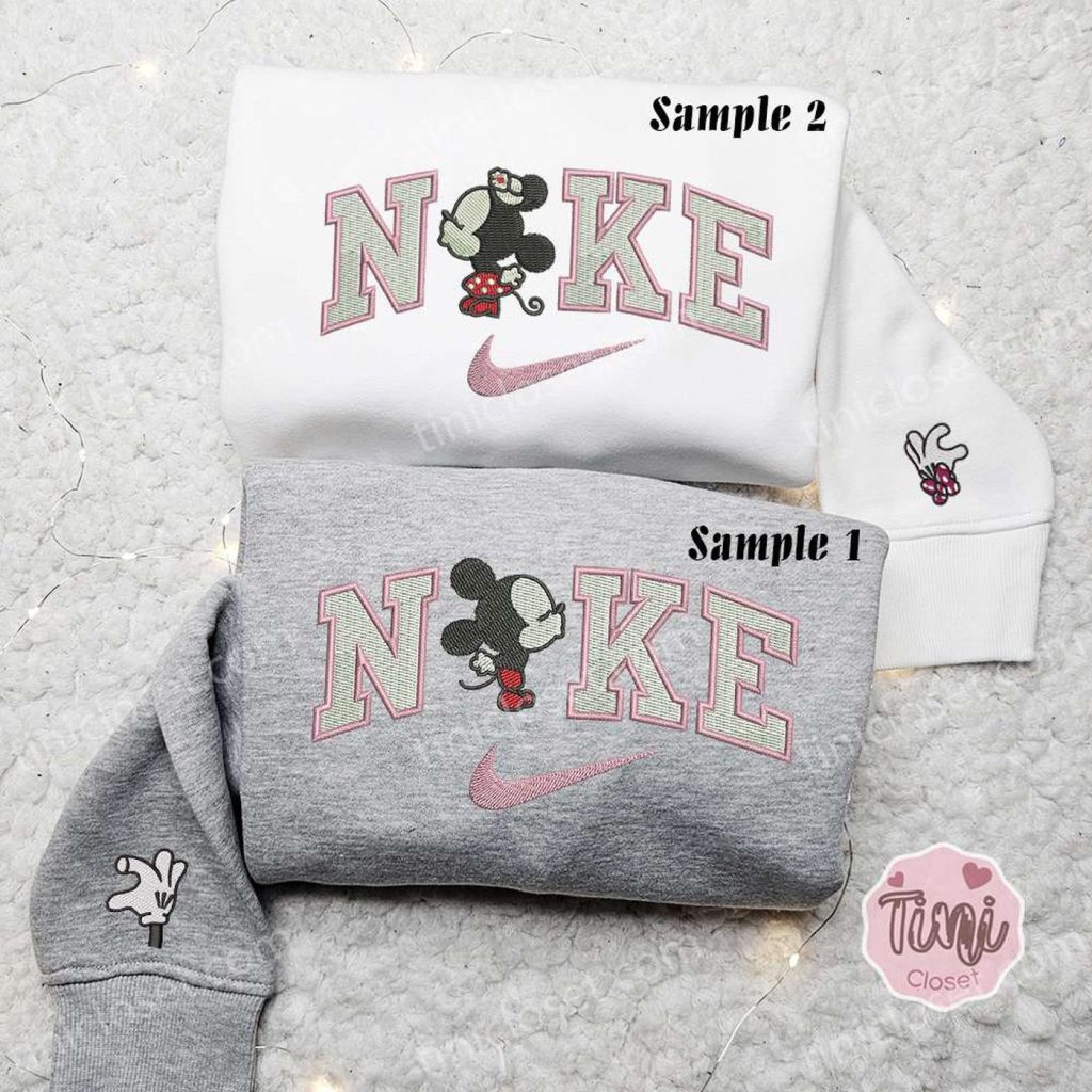 Adorable Baby Mickey & Minnie Kiss x Nike Couple Shirt + Disney Characters Hoodie & Valentine s Sweatshirt: Embroidered Delights! Adorable Baby Mickey & Minnie Kiss x Nike Couple Shirt + Disney Characters Hoodie & Valentine s Sweatshirt: Embroidered Delights!