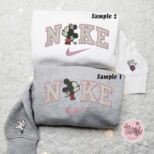 Adorable Baby Mickey & Minnie Kiss x Nike Couple Shirt + Disney Characters Hoodie & Valentine s Sweatshirt: Embroidered Delights!