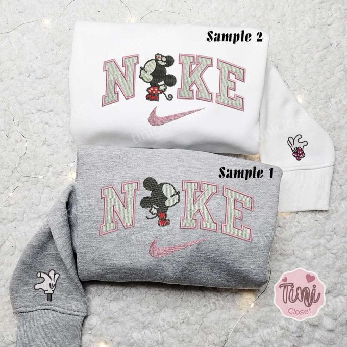 Adorable Baby Mickey & Minnie Kiss x Nike Couple Shirt + Disney Characters Hoodie & Valentine s Sweatshirt: Embroidered Delights!