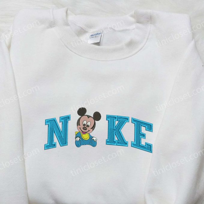 Baby Mickey Mouse Hey x Nike Embroidered Shirt – Cute Cartoon Disney Tee