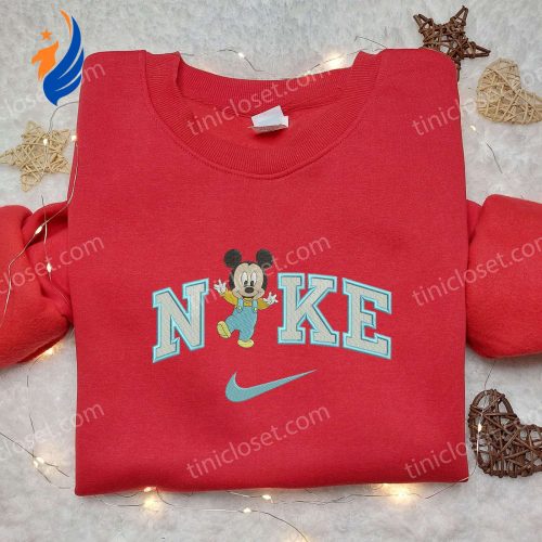 Baby Mickey Mouse Hey x Nike Embroidered Shirt – Cute Cartoon Disney Tee