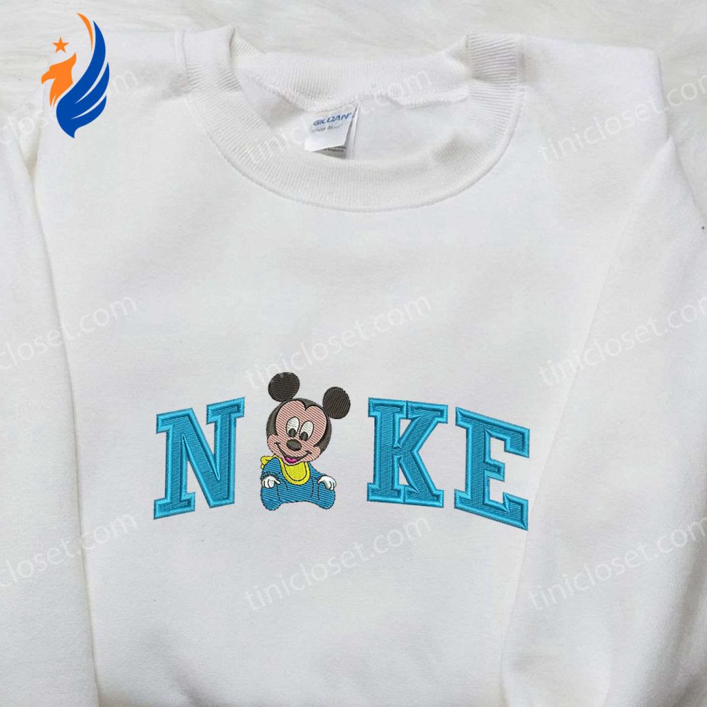 Baby Mickey Mouse x Nike Embroidered Shirt ? Cartoon Disney Nike Shirt Baby Mickey Mouse x Nike Embroidered Shirt ? Cartoon Disney Nike Shirt
