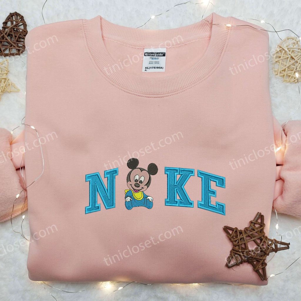 Baby Mickey Mouse x Nike Embroidered Shirt ? Cartoon Disney Nike Shirt Baby Mickey Mouse x Nike Embroidered Shirt ? Cartoon Disney Nike Shirt