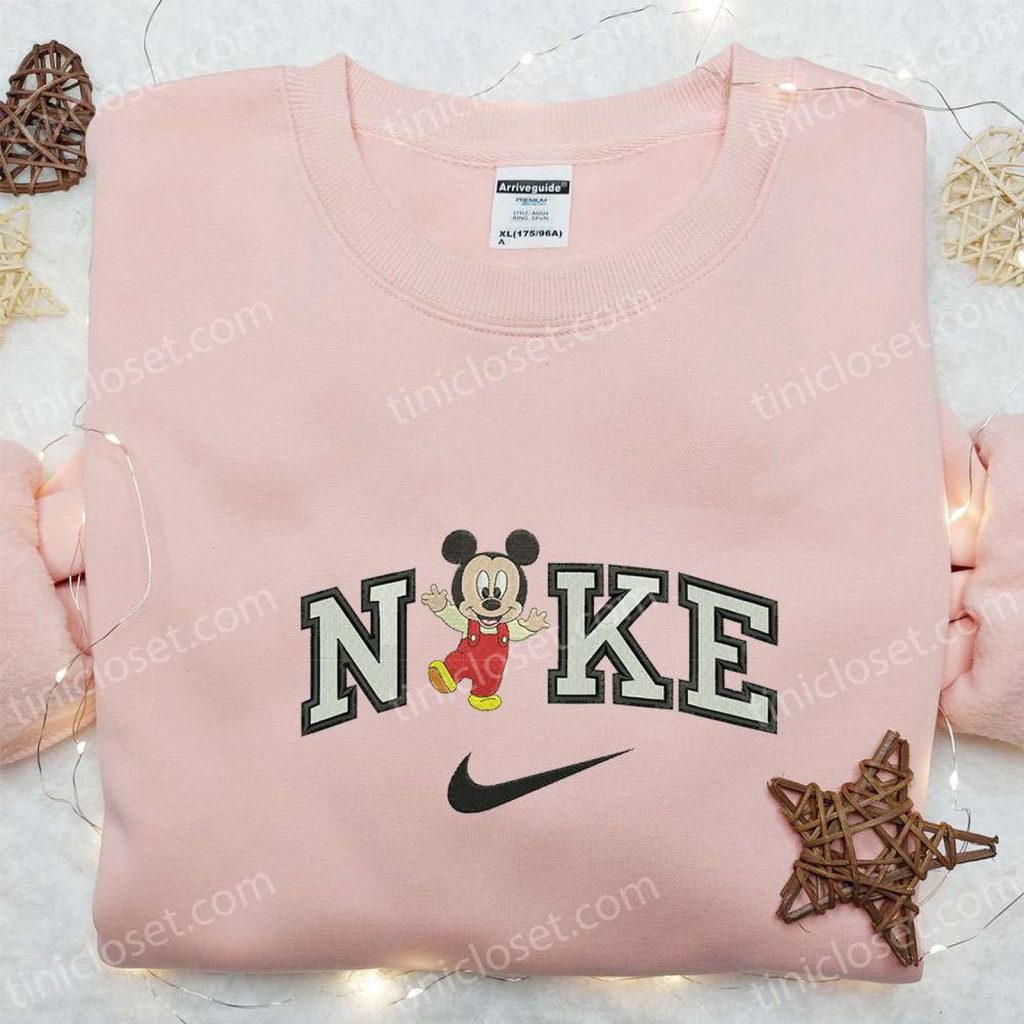 Adorable Baby Mickey x Nike Cartoon Embroidered Tshirt – Disney & Nike Inspired Shirt Adorable Baby Mickey x Nike Cartoon Embroidered Tshirt – Disney & Nike Inspired Shirt
