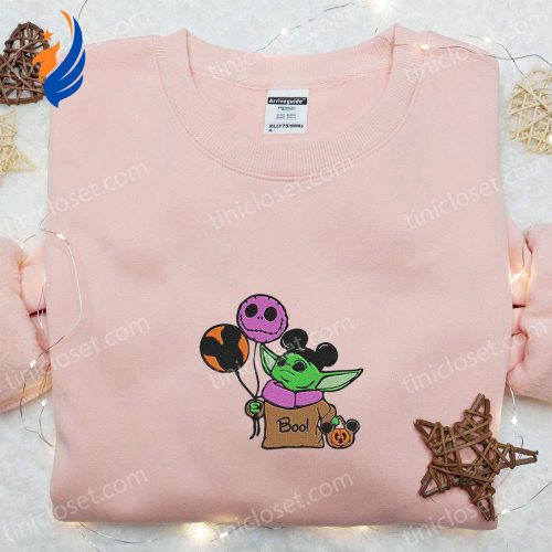 Baby Yoda Jack Skellington Mickey Sweatshirt: Best Halloween Gift Idea with Embroidered Balloons & Hoodie