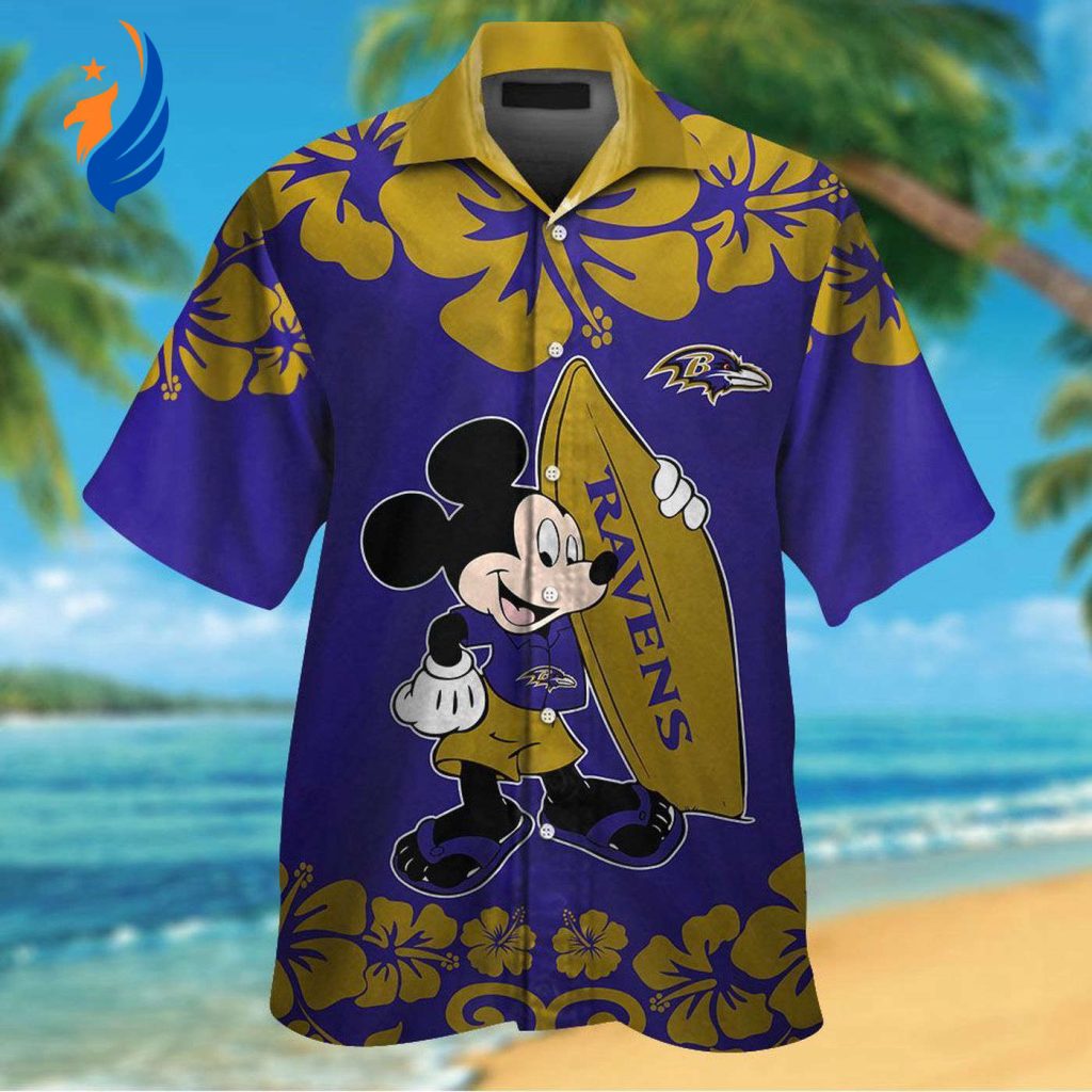 Baltimore Ravens & Mickey Mouse Hawaiian Shirt: A Fun and Stylish Way to Show Your Team Spirit! Baltimore Ravens & Mickey Mouse Hawaiian Shirt: A Fun and Stylish Way to Show Your Team Spirit!