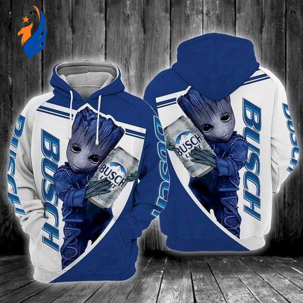 Beer Hoodie Busch Beer Baby Groot Blue White 3d Hoodie Amazing Beer Apparel AOP Shirt Beer Hoodie Busch Beer Baby Groot Blue White 3d Hoodie Amazing Beer Apparel AOP Shirt