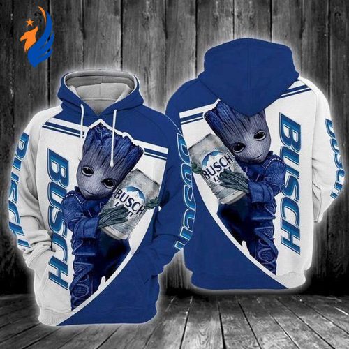 Beer Hoodie Busch Beer Baby Groot Blue White 3d Hoodie Amazing Beer Apparel AOP Shirt