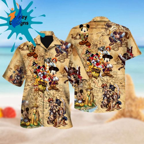 Beige Funny Mickey And Friends Hawaiian Shirt – Tropical Summer Beach Gift For Men – Perfect Party & Birthday Present