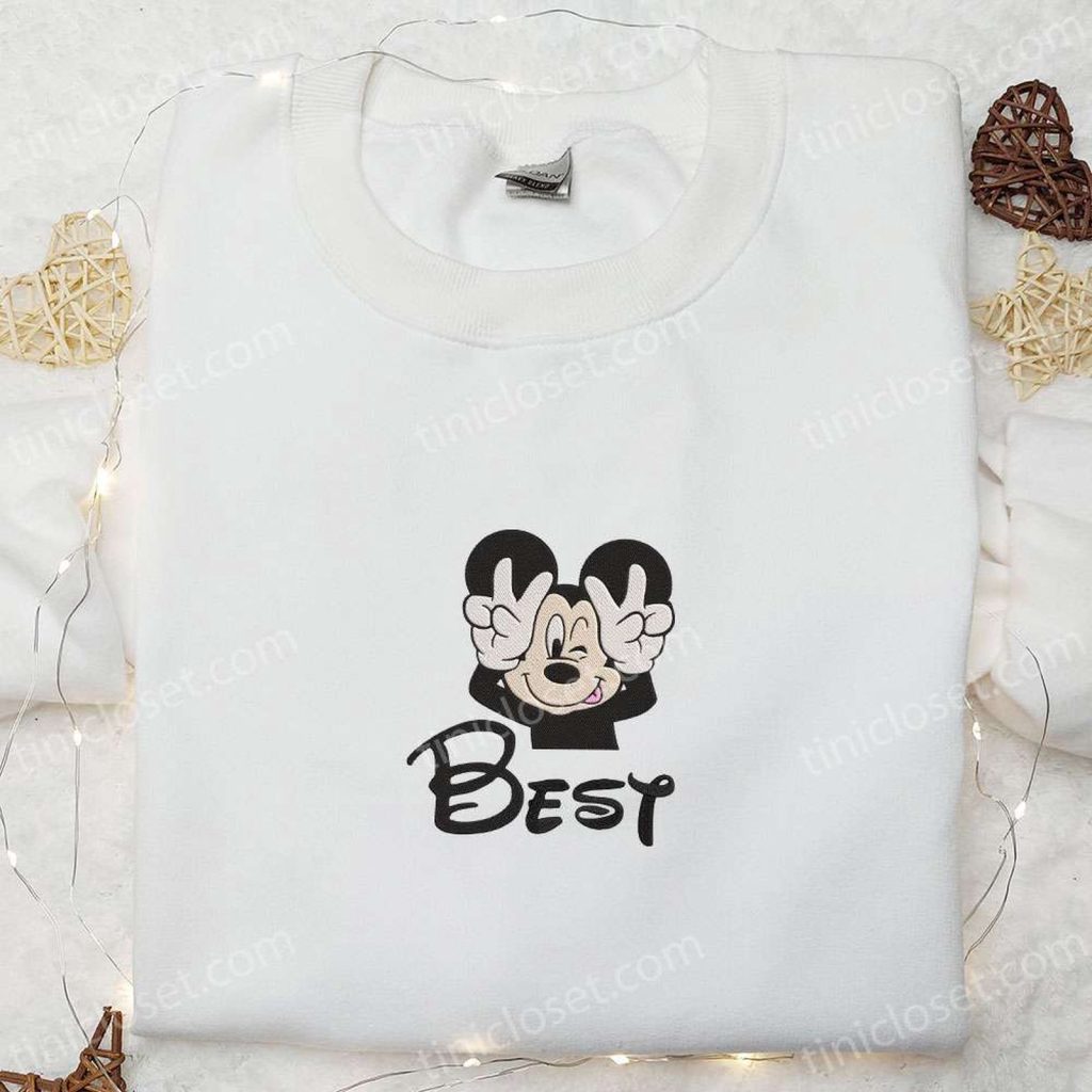 Best Friend Mickey Embroidered T-shirt: Disney Characters Gift Idea Best Friend Mickey Embroidered T-shirt: Disney Characters Gift Idea