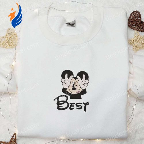 Disney Best Friend Mickey Embroidered T-Shirt: Ultimate Gift Idea with Disney Characters Perfect for Fans!