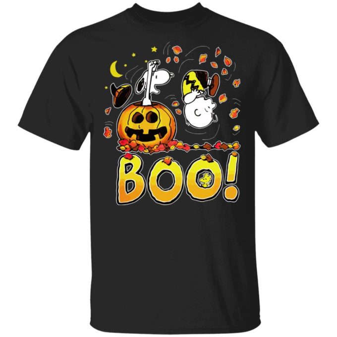 Spooky Fun! Boo Happy Halloween Charlie Brown Woodstock & Snoopy T-Shirt