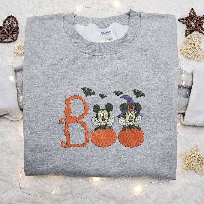 Spooky Boo Mickey Minnie Embroidered Shirt: Disney Halloween Gift Ideas