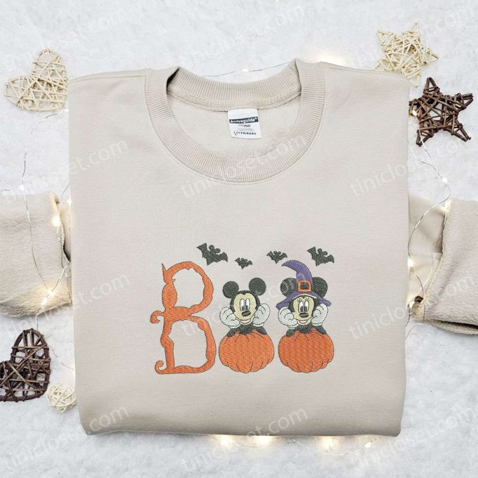 Spooky Boo Mickey Minnie Embroidered Shirt – Perfect Disney Halloween Gift Idea