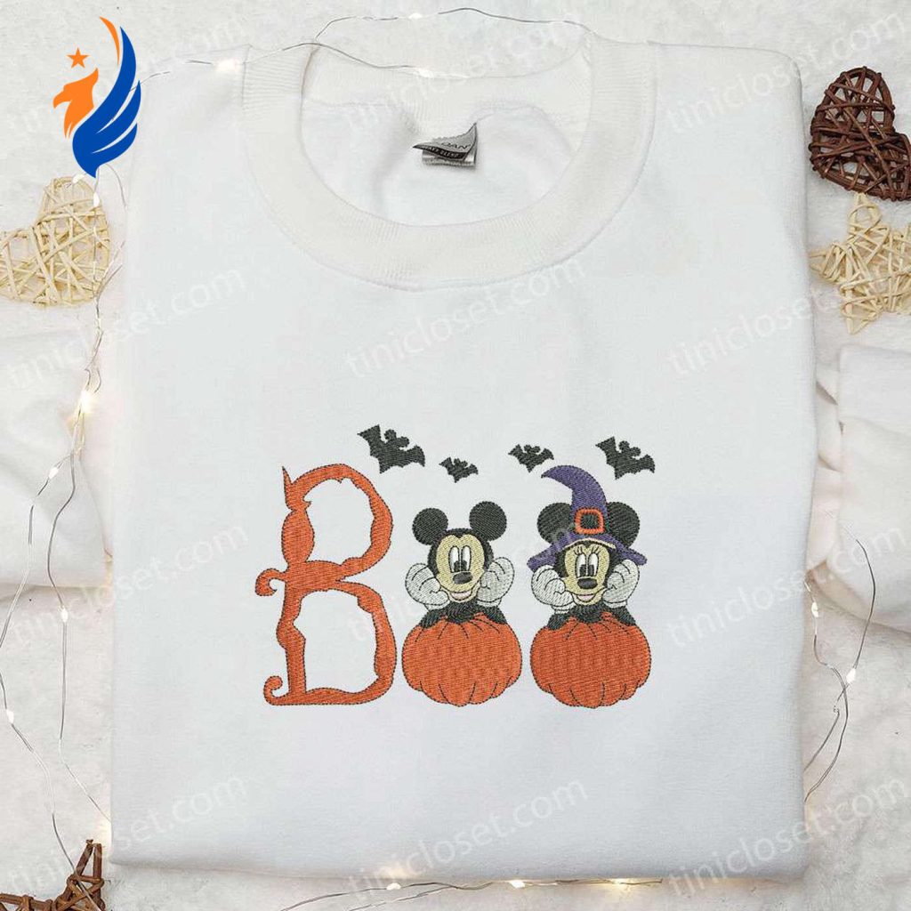 Spooky Boo Mickey Minnie Embroidered Shirt: Disney Halloween Gift Ideas Spooky Boo Mickey Minnie Embroidered Shirt: Disney Halloween Gift Ideas