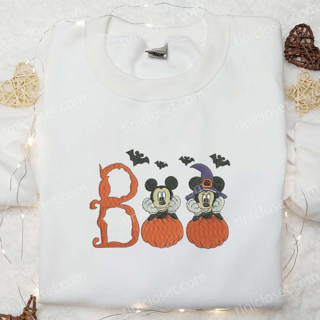 Spooky Boo Mickey Minnie Embroidered Shirt: Disney Halloween Gift Ideas Spooky Boo Mickey Minnie Embroidered Shirt: Disney Halloween Gift Ideas