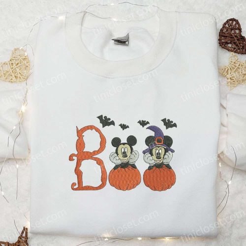 Spooky Boo Mickey Minnie Embroidered Shirt: Disney Halloween Gift Ideas