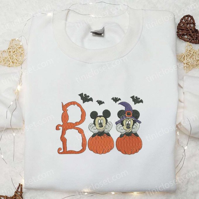 Spooky Boo Mickey Minnie Embroidered Shirt: Disney Halloween Gift Ideas