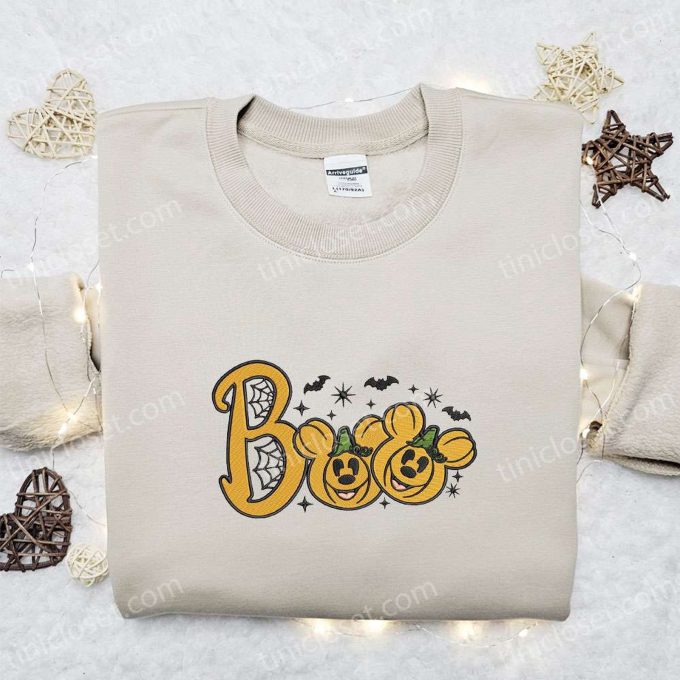 Boo Mickey Minnie Pumpkin Embroidered Shirt – Spooky Disney Halloween Gift Idea