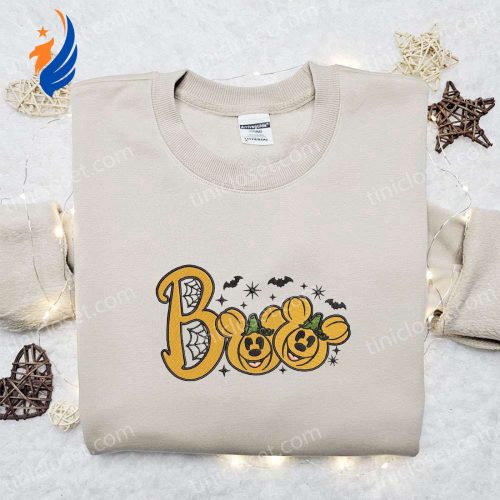 Spooky Boo Mickey Minnie Pumpkin Embroidered Shirt Disney Halloween Gift Ideas