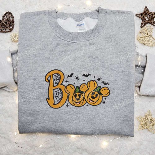 Spooky Boo Mickey Minnie Pumpkin Embroidered Shirt Disney Halloween Gift Ideas