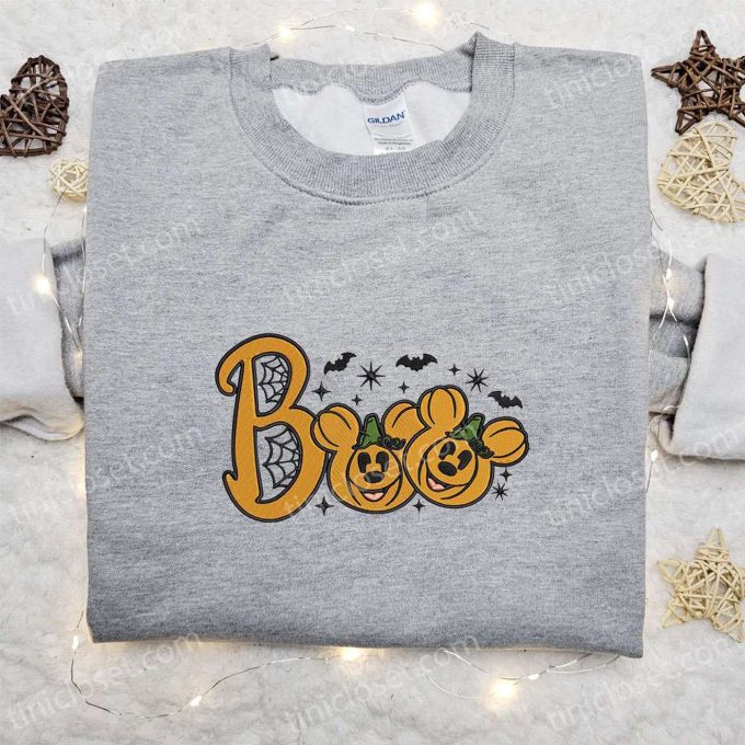 Spooky Boo Mickey Minnie Pumpkin Embroidered Shirt Disney Halloween Gift Ideas