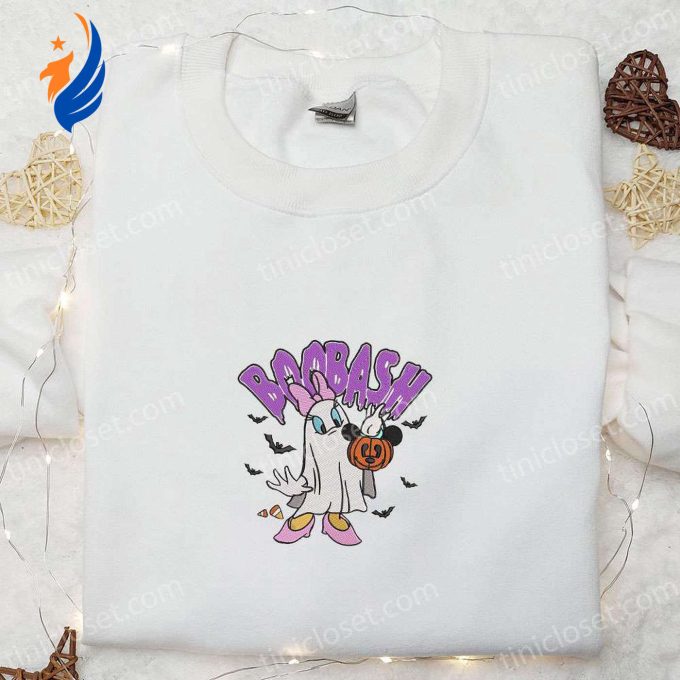 Spooktacular BooBash Daisy Duck & Ghost Mickey Pumpkin Embroidered Shirt: The Best Disney Halloween Gift for Family Spooktacular BooBash Daisy Duck & Ghost Mickey Pumpkin Embroidered Shirt: The Best Disney Halloween Gift for Family