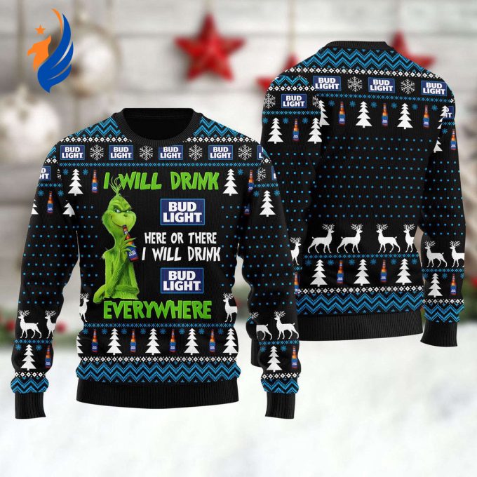 Bud Light Grinches Ugly Sweater: Take the Party Everywhere with this Festive Drink-Themed Design! Bud Light Grinches Ugly Sweater: Take the Party Everywhere with this Festive Drink-Themed Design!