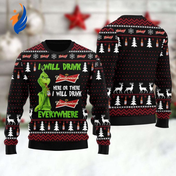 Budweiser Grinches Ugly Sweater: The Perfect Holiday Attire for Festive Drinking Everywhere Budweiser Grinches Ugly Sweater: The Perfect Holiday Attire for Festive Drinking Everywhere
