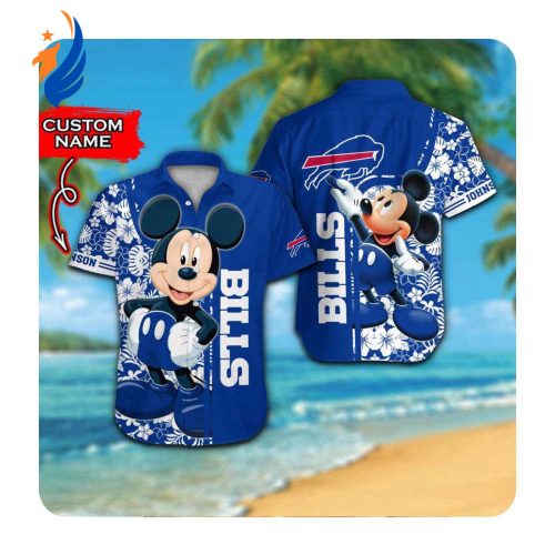Custom Buffalo Bills and Mickey Mouse Hawaii Shirt – Stylish Summer Button-Up for Men & Women
