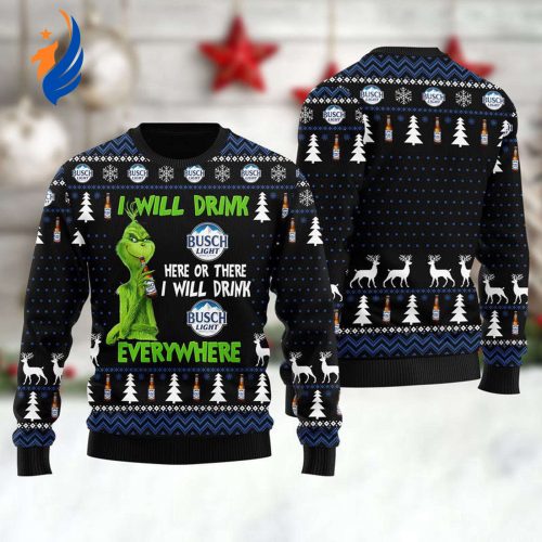 Get Festive with Busch Light Grinches Ugly Sweater – Perfect for Everywhere! Shop Now