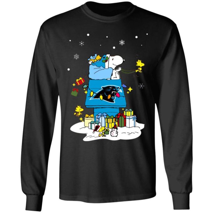 Carolina Panthers Santa Snoopy Christmas Shirt – Spread Holiday Cheer with Merry Carolina Panthers Apparel