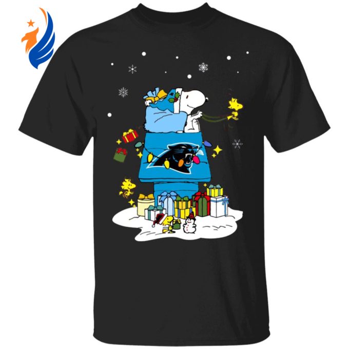Carolina Panthers Santa Snoopy Christmas Shirt – Spread Holiday Cheer with Merry Carolina Panthers Apparel