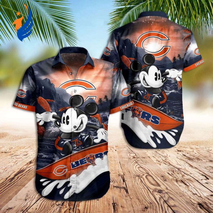 Chicago Bears Hawaiian Shirt: Bears & Mickey Mouse Design – Perfect for Football Fans!