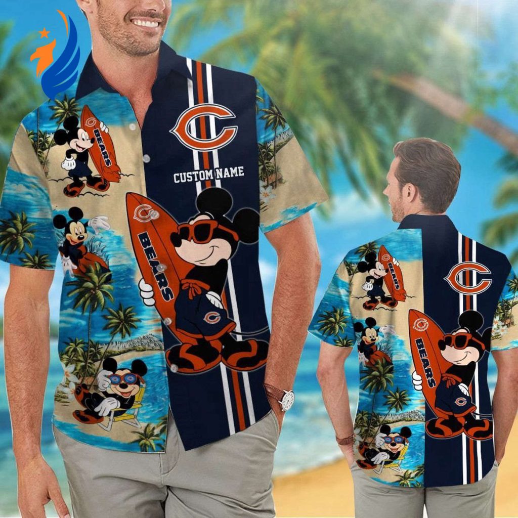 Chicago Bears Mickey Name Personalized Hawaiian Shirt Set – Stylish Tropical Aloha Button Up for Men Women & Kids Chicago Bears Mickey Name Personalized Hawaiian Shirt Set – Stylish Tropical Aloha Button Up for Men Women & Kids