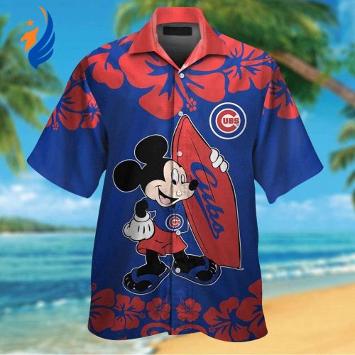 Chicago Cubs Mickey Mouse Hawaiian Shirt Set – Fun Tropical Button Up for Men Women & Kids