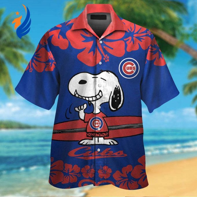 Chicago Cubs Snoopy Tropical Aloha Hawaiian Shirt Set – Stylish Short Sleeve Button Up for Men Women & Kids