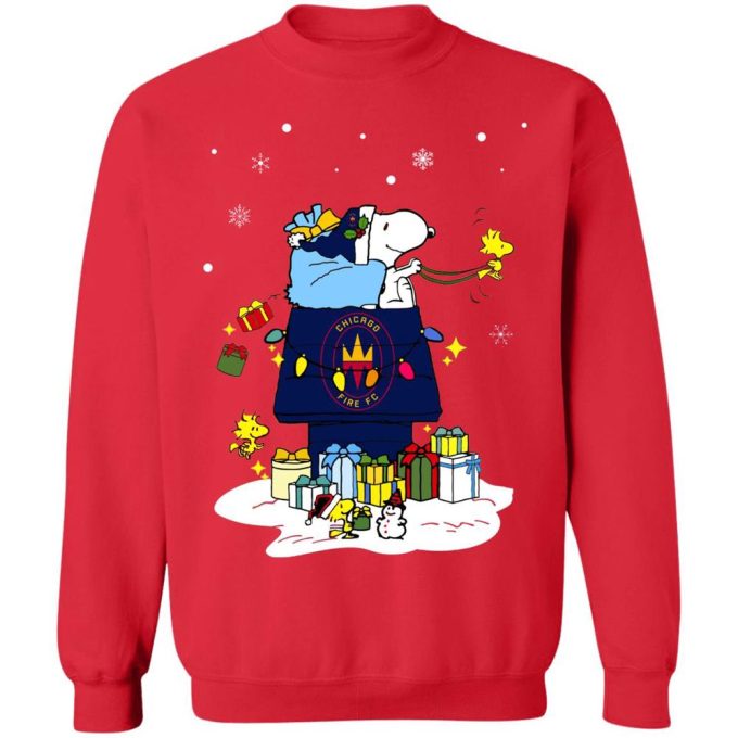 Spread Cheer with Chicago Fire Santa Snoopy Christmas Shirt – Festive and Stylish Holiday Apparel