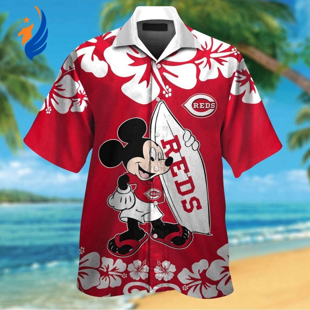 Cincinnati Reds Mickey Mouse Hawaiian Shirt Set – Fun Tropical Aloha Style for Men Women and Kids Cincinnati Reds Mickey Mouse Hawaiian Shirt Set – Fun Tropical Aloha Style for Men Women and Kids
