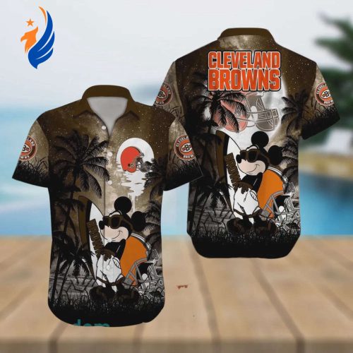 Cleveland Browns NFL Mickey Mouse Aloha Hawaiian Shirt - Show Your Team Spirit in Style!