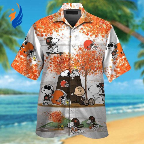 Cleveland Browns Snoopy Autumn Hawaiian Shirt Set – Stylish Button Up for Men Women & Kids Cleveland Browns Snoopy Autumn Hawaiian Shirt Set – Stylish Button Up for Men Women & Kids