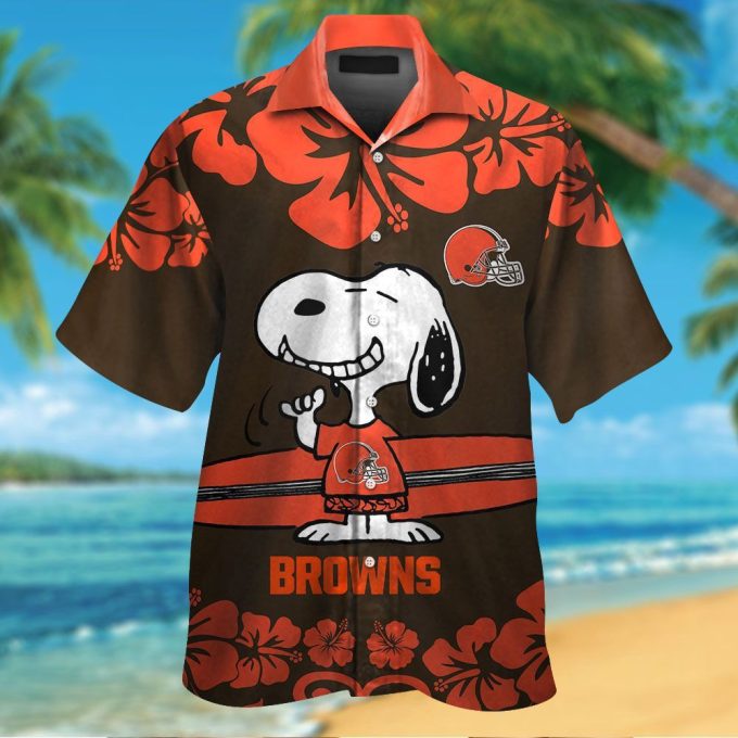Cleveland Browns & Snoopy Hawaiian Shirt #3: Show Your Team Spirit with this Playful NFL Shirt!