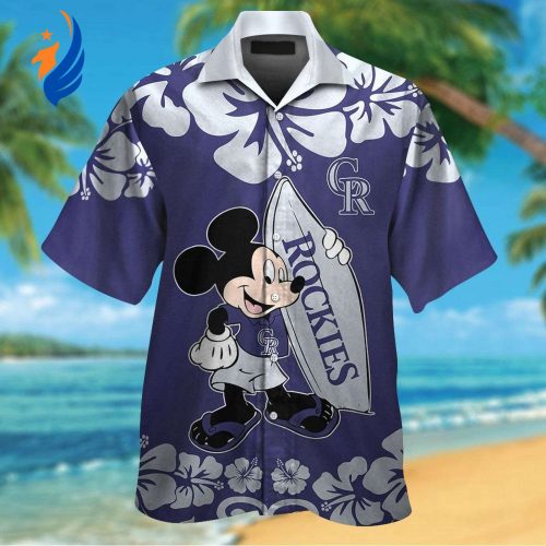 Colorado Rockies Mickey Mouse Tropical Hawaiian Shirt Set – Perfect for Men Women and Kids!