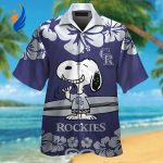 Shop Colorado Rockies Snoopy Tropical Aloha Hawaiian Shirt Set – Perfect for Men Women & Kids!