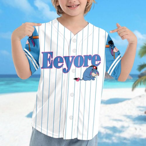 Custom Eeyore Baseball & Winnie The Pooh Basketball Jerseys – Perfect Magic Kingdom Trip Outfit for Baseball Lovers! Ideal Eeyore Kid Gift
