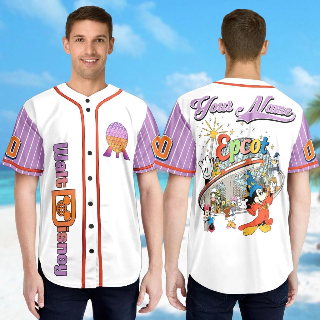 Custom Epcot Baseball Jersey – Mickey and Friends Cartoon Team Shirt for Magic Kingdom Minnie Donald Goofy Custom Epcot Baseball Jersey – Mickey and Friends Cartoon Team Shirt for Magic Kingdom Minnie Donald Goofy